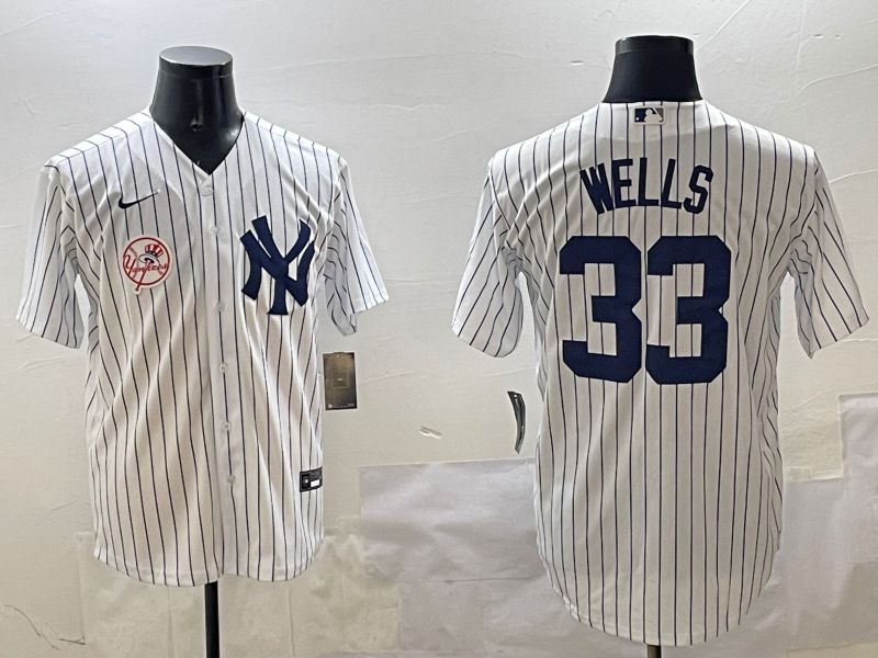 Men New York Yankees #33 Wells White Stripe Game 2025 Nike MLB Jersey style 8